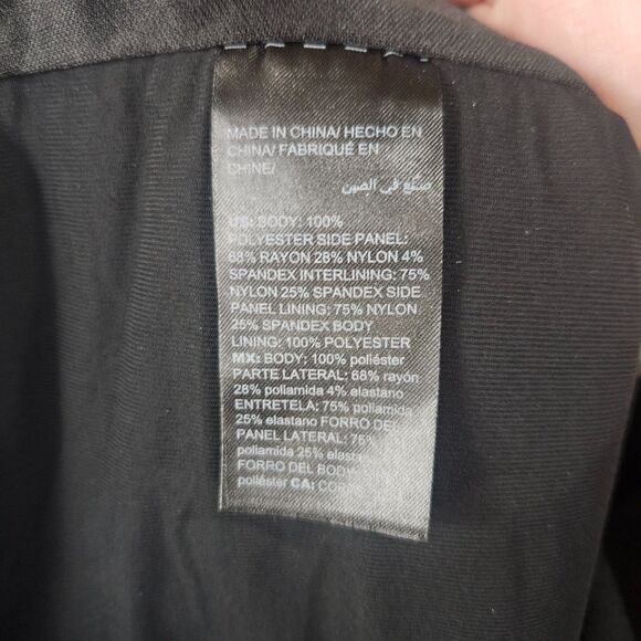 NEW WHBM Slimming Tech Sz 12 Black ISD Ruched Flutter Sheath Midi Stretch $170 - Picture 9 of 10